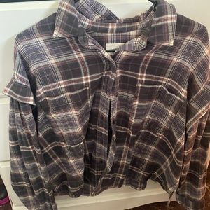 Black/Dark Gray Crop Flannel